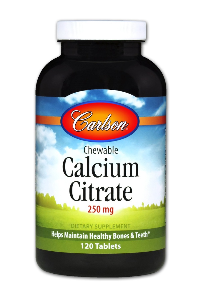 Carlson Chewable Calcium Citrat 250 mg, Vanille, 120 Tabletten