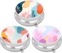 3 Pack Pille Box, Kleine Pille Fall für Geldbeutel & Tasche, niedliche Reise Medizin Organizer, Tragbare Medizin Containerhalter, Vitamine, Medikamente, Fischöl & Supplement, Art Style Muster zu halten