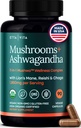 USDA Organic Lions Mane Supplement Kapseln mit Ashwagandha, Chaga, Reishi, Cordyceps, Turkey Tail (18.600mg/serv) 10x Adaptogenic Mushroom Complex als Focus Supplement - Energie, Immunität & Nootropic