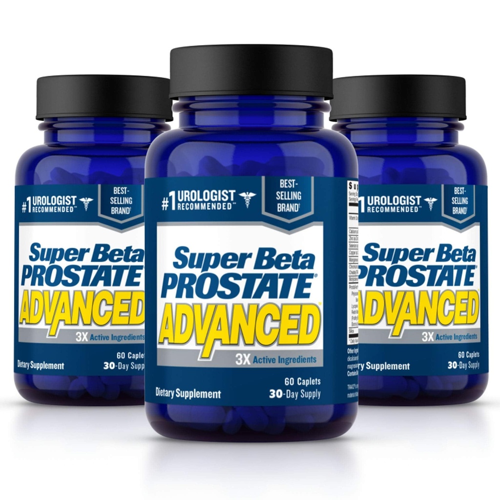 SUPER BETA PROSTATE Advanced – Reduzieren Sie Badausflüge, fördern Sie Schlaf, unterstützen Blasenentleerung. Prostata Ergänzung für Männer mit Beta Sitosterol, nicht Saw Palmetto (180 Caplets, 3-Pack)