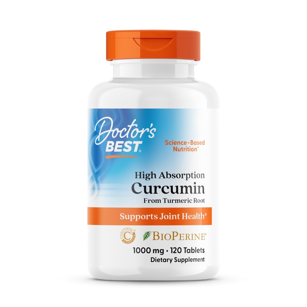 Doctor's Best Curcumin From Turmeric Root with C3 Complex & BioPerine, Nutzen Sie die Gelenke, indem Sie helfen, Free Radicals, Non-GMO, Gluten Free, Soy Free, Joint Support, 1000 mg, 120 Tabletten zu neutralisieren