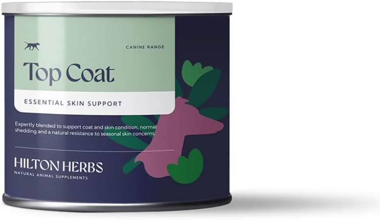 Hilton Herbs Canine Top Coat Supplement for Healthy Skin & Coat Condition in Dogs, 4.4 oz Tub