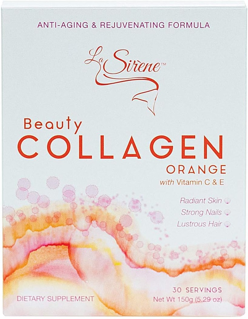 Orange Beauty Collagen (Marine), Typ 1 - mit Vitamin C, E, CoQ10 und Pre-Biotic's - Premium Anti-Aging Supplement Pulver für Haut, Haar & Nägel - Made in Japan