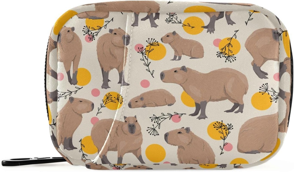 Pill Box Capybara 7 Day Pill Case Travel Pill Organizer Bag with Zipper Portable Weekly Vitamin Medicine Supplement Holder Pouch Bag