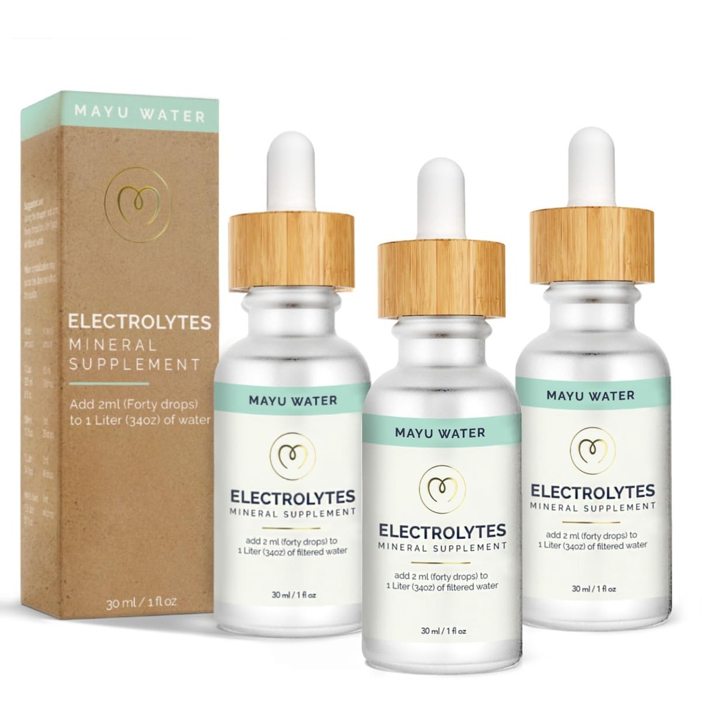 MAYU Elektrolyt Wassertropfen - Schnelle Absorption Mineral Tropfen für Trinkwasser, Hydration Essential Minerals Mix - 100% reine natürliche Mineralien, Dehydratisierungslösung, Zucker freie Elektrolyte -30 ml (3)