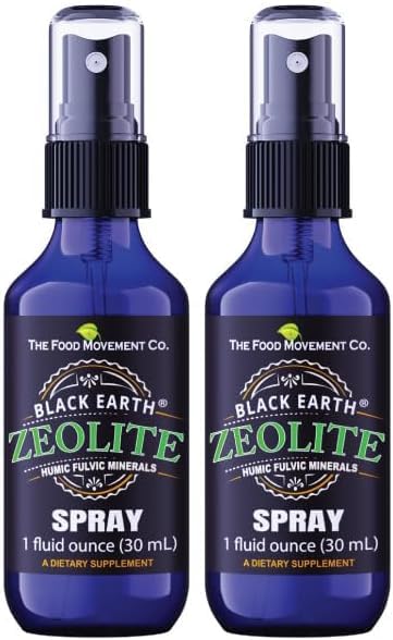 Black Earth Zeolite with Humic Fulvic Acids, Trace Minerals, for Adults and Kids Supports Gut Health, Immune Support, Digestion and Elimination and More 1oz Liquid Pump Spray Supplement (2 Pack)