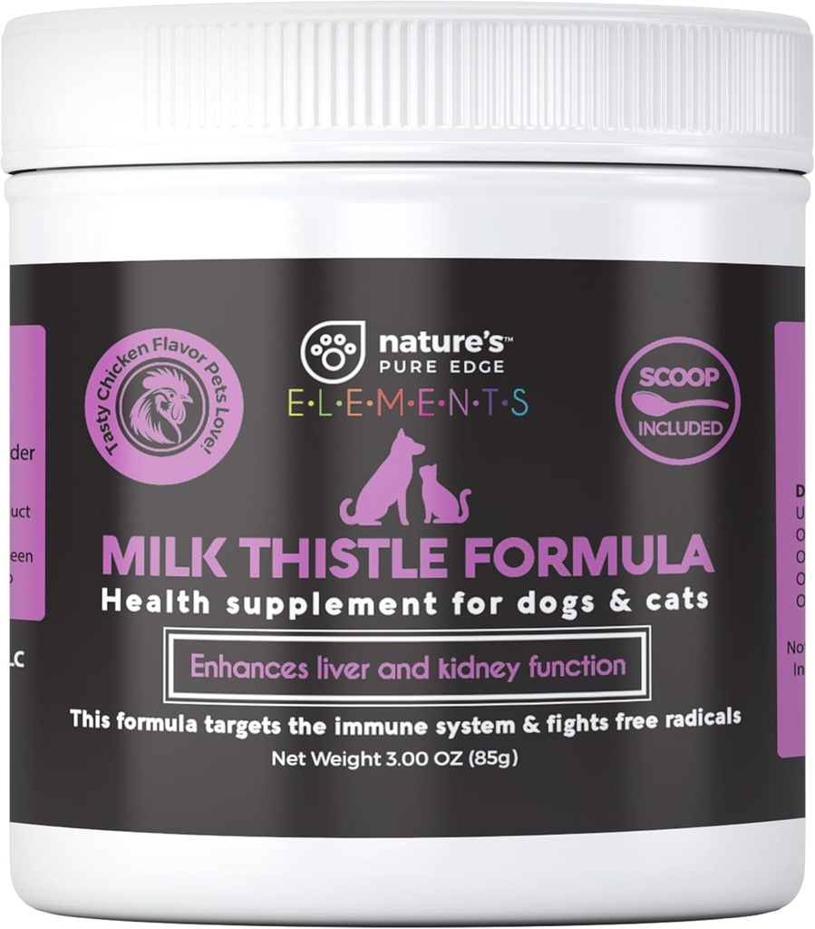 Milk Thistle for Dogs & Cats. Liver Supplement with Real Chicken. Extra Strength Liver and Kidney Detox. Dogs and Cats Love The Taste. Hepatic Support. Extra Large 85 gram jar!