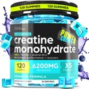 Creatine Monohydrate Gummies Complex 6200mg pour les hommes et les femmes - 120 Gummies Formule avancée W/L-Taurine + Vitamine B12 pour la force musculaire, constructeur musculaire, boost énergétique, supplément pré-entraînement - Thinbi