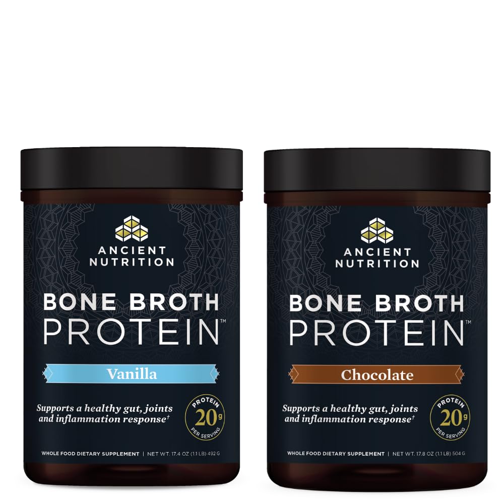 Antike Ernährung Knochen Broth Protein Pulver, Vanille, 20 Portionen + Knochen Broth Protein Pulver, Schokolade, 20 Portionen