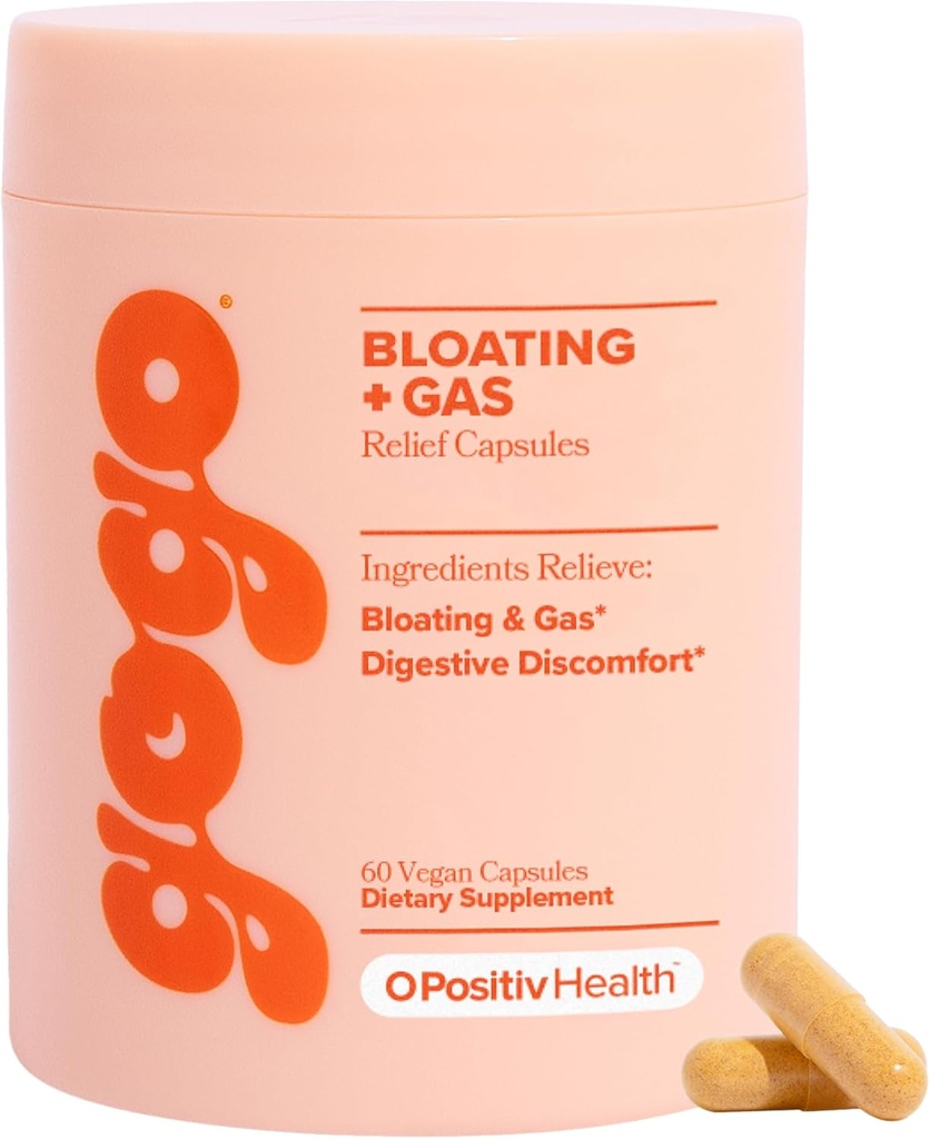 O Positive GOGO Bloating & Gas Digestive Relief - Verdauungsenzyme für Bloating Relief & Wasser Retention - Gas Relief Ergänzungen mit Bromelain, Ginger Root, & Milk Thistle - 30 Portionen (Pack von 1)