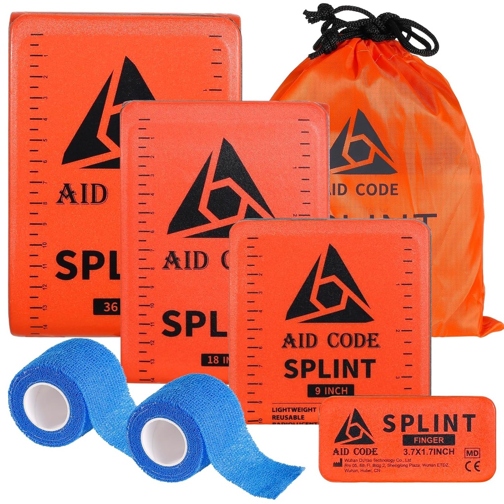 Premiers secours Attelle 36" X 4.3", Kit d'attelle d'urgence pour les os cassés à bras,Idéal pour les sports, maison, premiers soins et animaux de compagnie (4 pack combo)