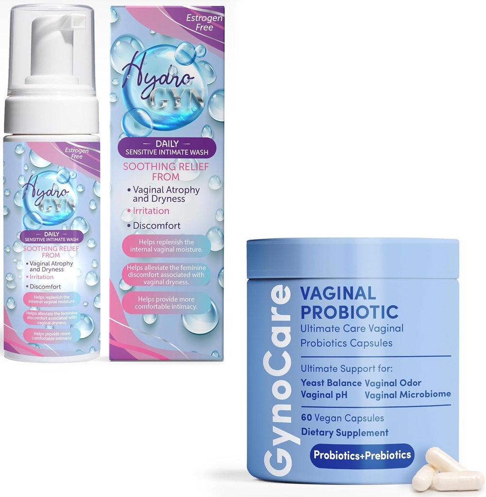 Geräumig denken Komfort feminin Wellness Bundle: Vaginal Probiotische Kapseln + Unscented Feminine Wash – Duale Unterstützung für pH Balance, Odor Control und Intimate Health