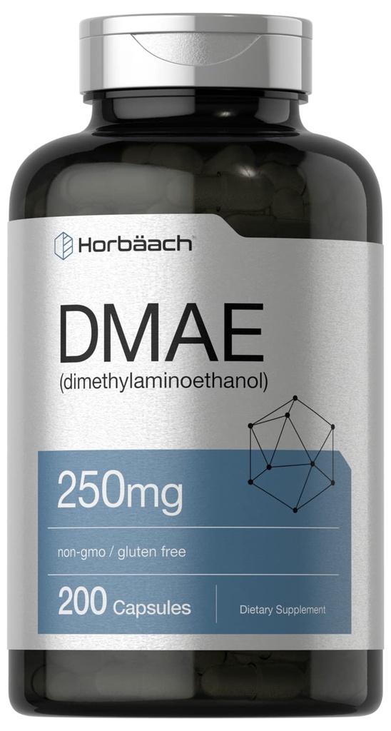 Horbaach DMAE Supplement | 250mg | 200 Kapseln | Non-GMO, Gluten Free | DMAE Bitartrate