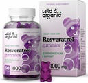Wild & Organic Resveratrol Gummies 1000mg - Trans Resveratrol Ergänzung für Antioxidans, Gehirn, Immununterstützung - 60 Vegan, Non-GMO Antioxidant Gummies