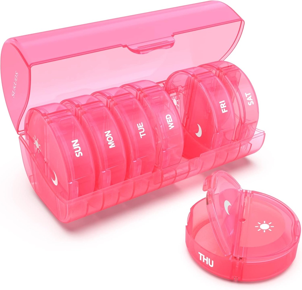 Weekly Pill Organizer 7 Day 2 Mal am Tag, Sukuos große Reise Pille Box für Pillen/Vitamin/Fish Oil/Supplements, Tägliche Medizin Organizer Box, BPA Kostenlose Pille Fall, einfach zu reinigen
