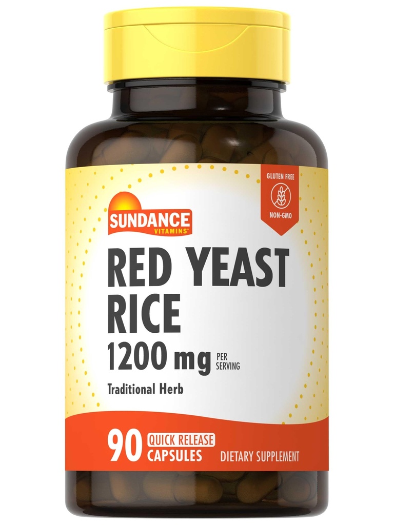 Sundance Red Yeast Rice Kapseln | 1200mg | 90 Count | Traditionelle Kräuterergänzung | Non-GMO und glutenfreie Formel