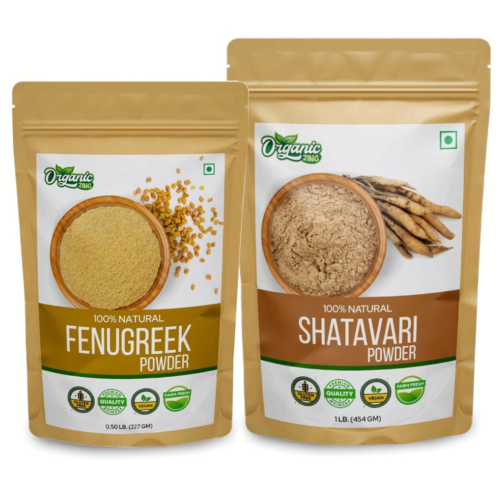ZING ORGANIQUE Shatavari- 454g et Fenugreek Poudre- 227g