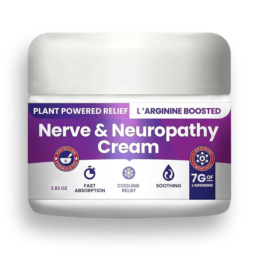Nerve und Neuropathy Cream – Plant Powered Relief für Fuß, Hände, Beine, Zehen Inklusive 7 Gramm L’Arginin; Vitamin B6, Arnica, Aloe -2.82oz