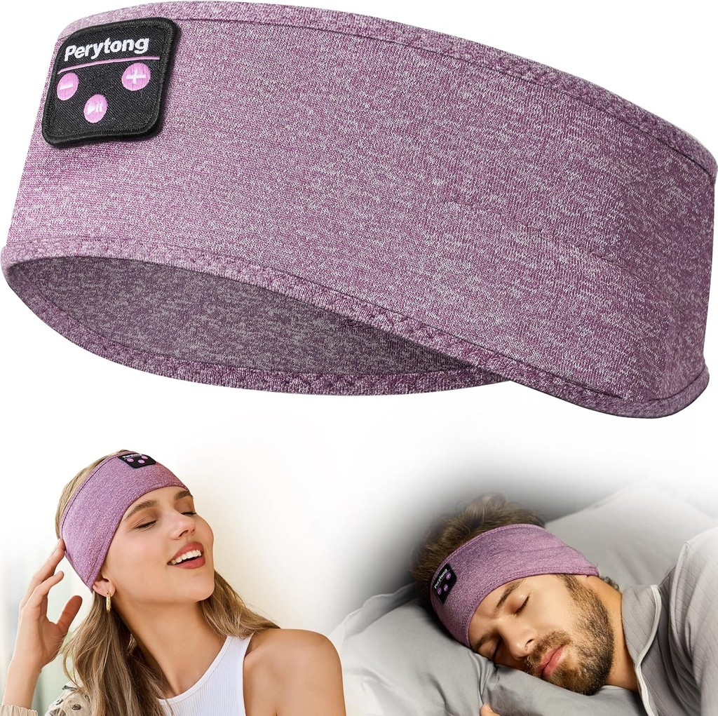 Perytong Bluetooth Stirnband mit kabellosen Schlaf-Earbuds für Side Sleepers, Workout, Laufen, Schlaflosigkeit, Reisen, Yoga