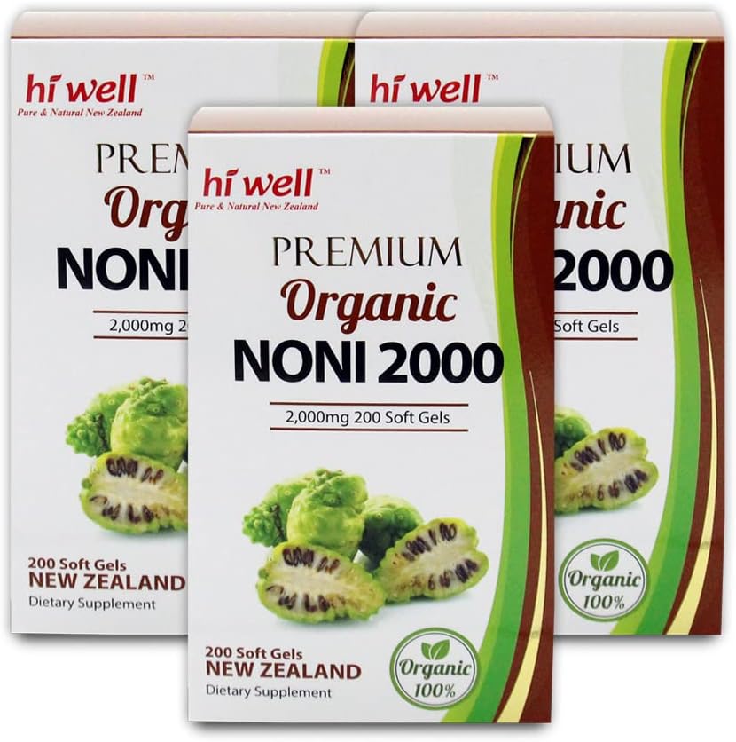 (Pack mit 3) Hi Well Premium Noni 2000 200 Softgels