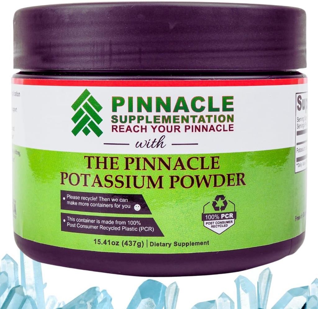 Pinnacle Potassium Citrate Powder, Potassium Powder Supplement, Mineral Supplement, Keto Electrolyte Powder, Supports Hydration Balance and Leg Cramps, 100% Pure, No Fillers, No Additives (437 g)