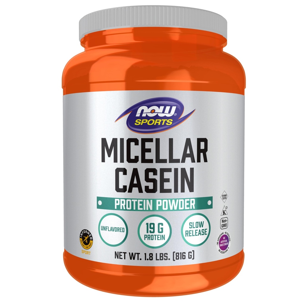 JETZT Lebensmittel Sporternährung, Micellar Casein 19 g, langsame Freisetzung, Unflavored Powder, 1.8-Pound