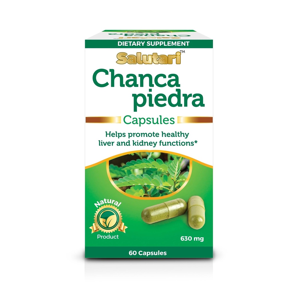SALUTARI Chanca Piedra Stone Breaker, 60 Capsules végétariennes - Supplément de brise-pierre naturel pour la santé rénale, le nettoyage du foie et le soutien de la vésicule - Supplément de détox naturel