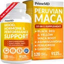 PrimeMD 19-in-1 Peruanischen Maca Root Capsules - 9125 mg Ashwagandha Ergänzungen mit Maca Fenugreek und Ginseng für Stimmung, Hormon & Performance-Unterstützung (120 Kapseln)