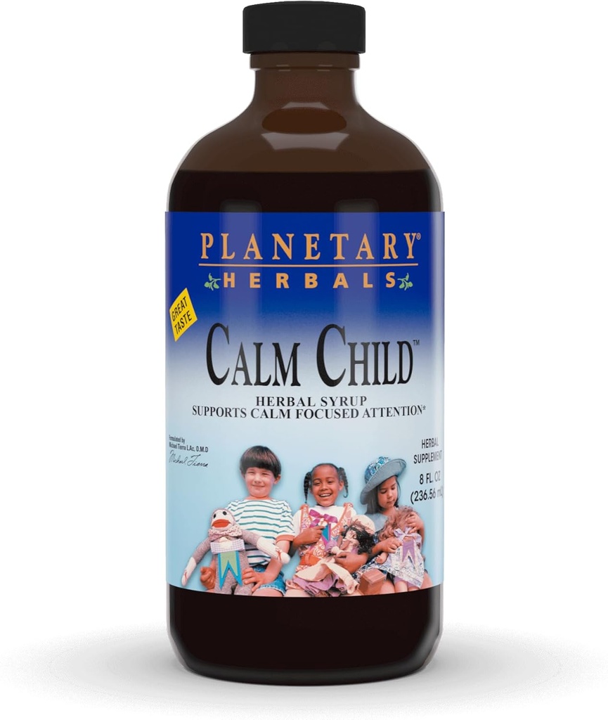 Planetary Herbals Calm Child Herbal Syrup - Inklusive beruhigende Botanicals Kamille, Zitronenbalsam, Catnip & More - 8oz