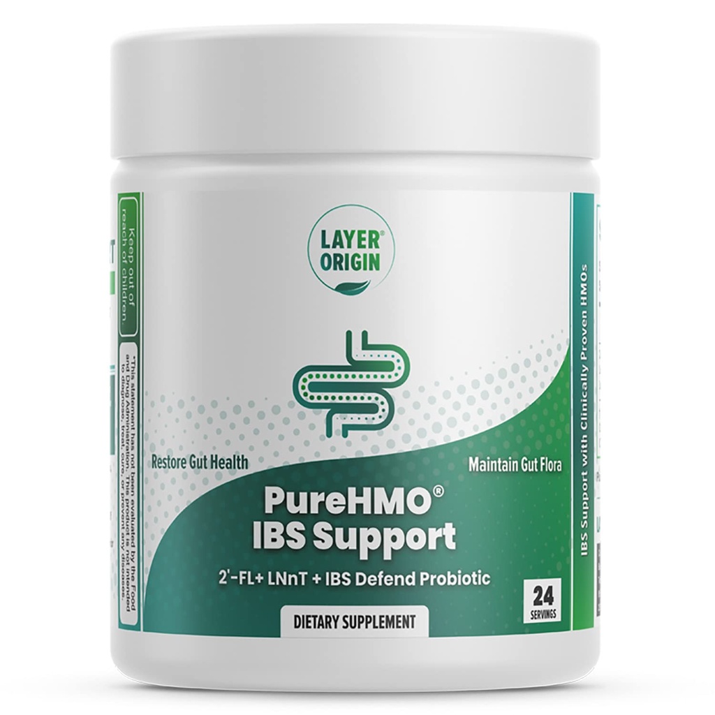 Layer Origin PureHMO IBS Support - Klinisch getestet Super Prebiotic + Probiotic für IBS - Stärken Gut Barrieren und Wiederherstellen Sie Ihre Gut-Funktionen