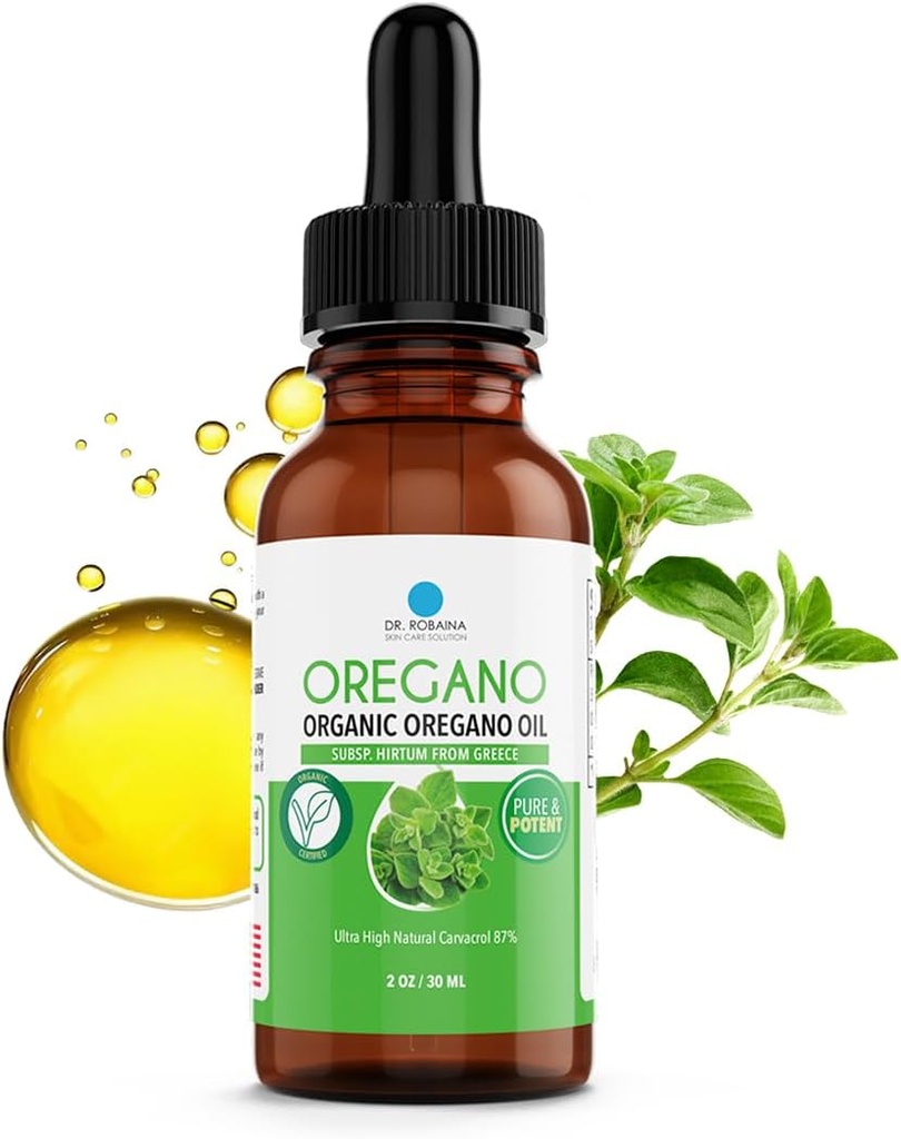 Dr. Robaina Bio-Öl von Oregano Tropfen 87% Carvacrol – Wilde griechische Oregano (Hirtum) kaltgepresst in EVOO – 432 Servierungen – Immun- & Verdauungshilfe – Alkoholfrei, Vegan, Non-GMO