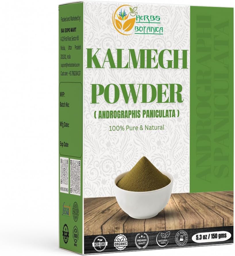 Herbes Botanica Kalmegh Poudre 100% pure Andrographis Paniculata (Green Chiretta Herb) pour usage à base de plantes – Poudre fine Andrographis 5.3 oz
