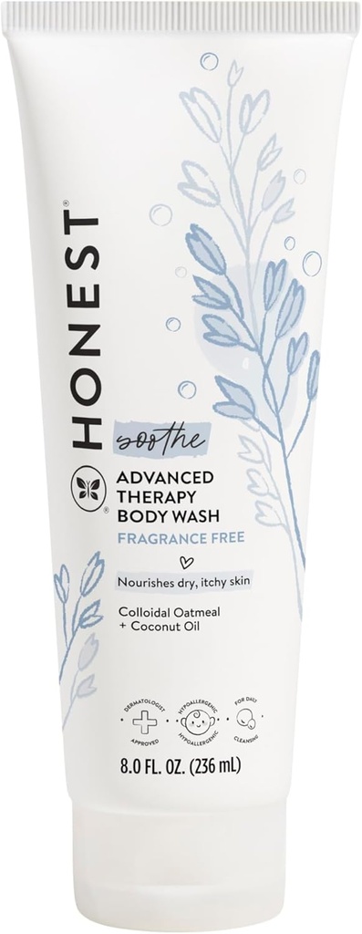 The Honest Company Eczema beruhigende Therapie Reinigung Körper Wash Natürlich abgeleitet Gentle für Baby Prebiotics Kolloidal Oatmeal 8 Unze