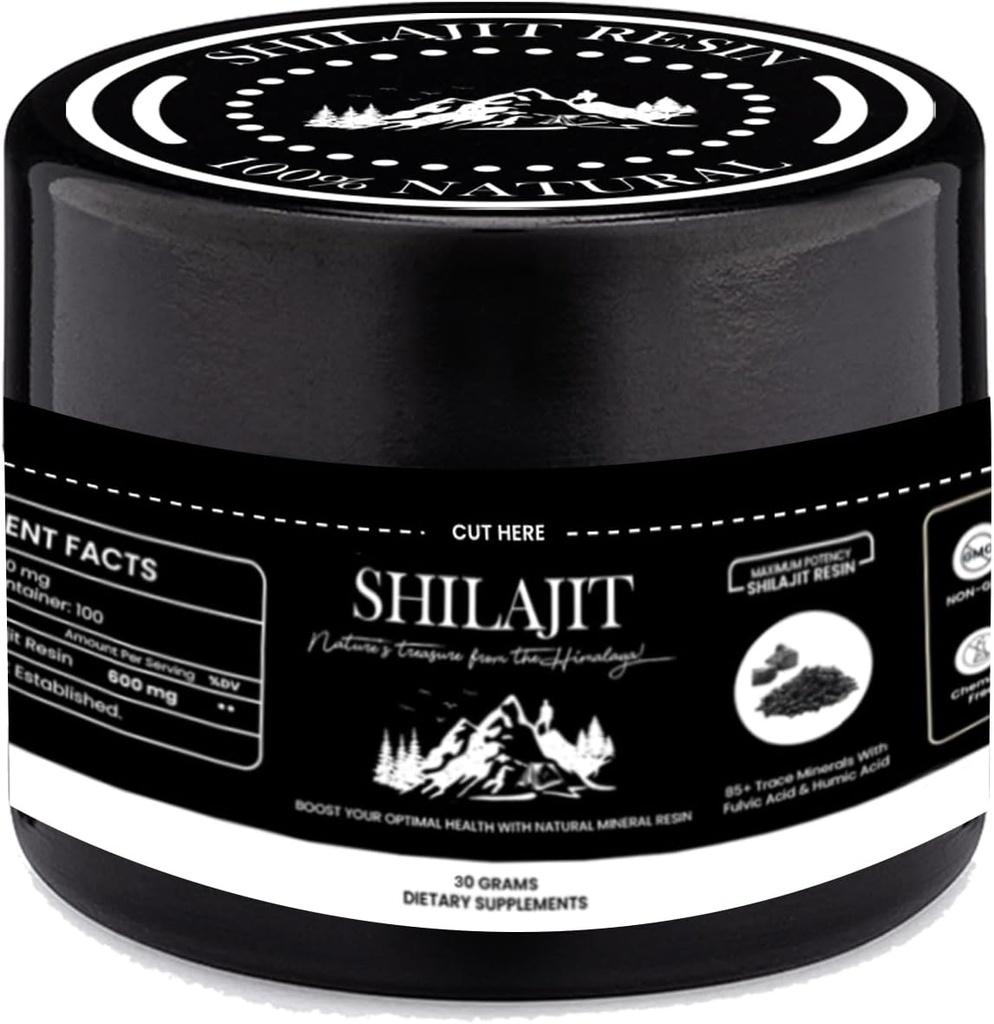 Shilajit Pure Himalaya Resin - 100% reines Shilajit mit Fulvic Acid & 85+ Trace Minerals - unterstützt Energie, Immunität & Men's Health (30 Gramm)