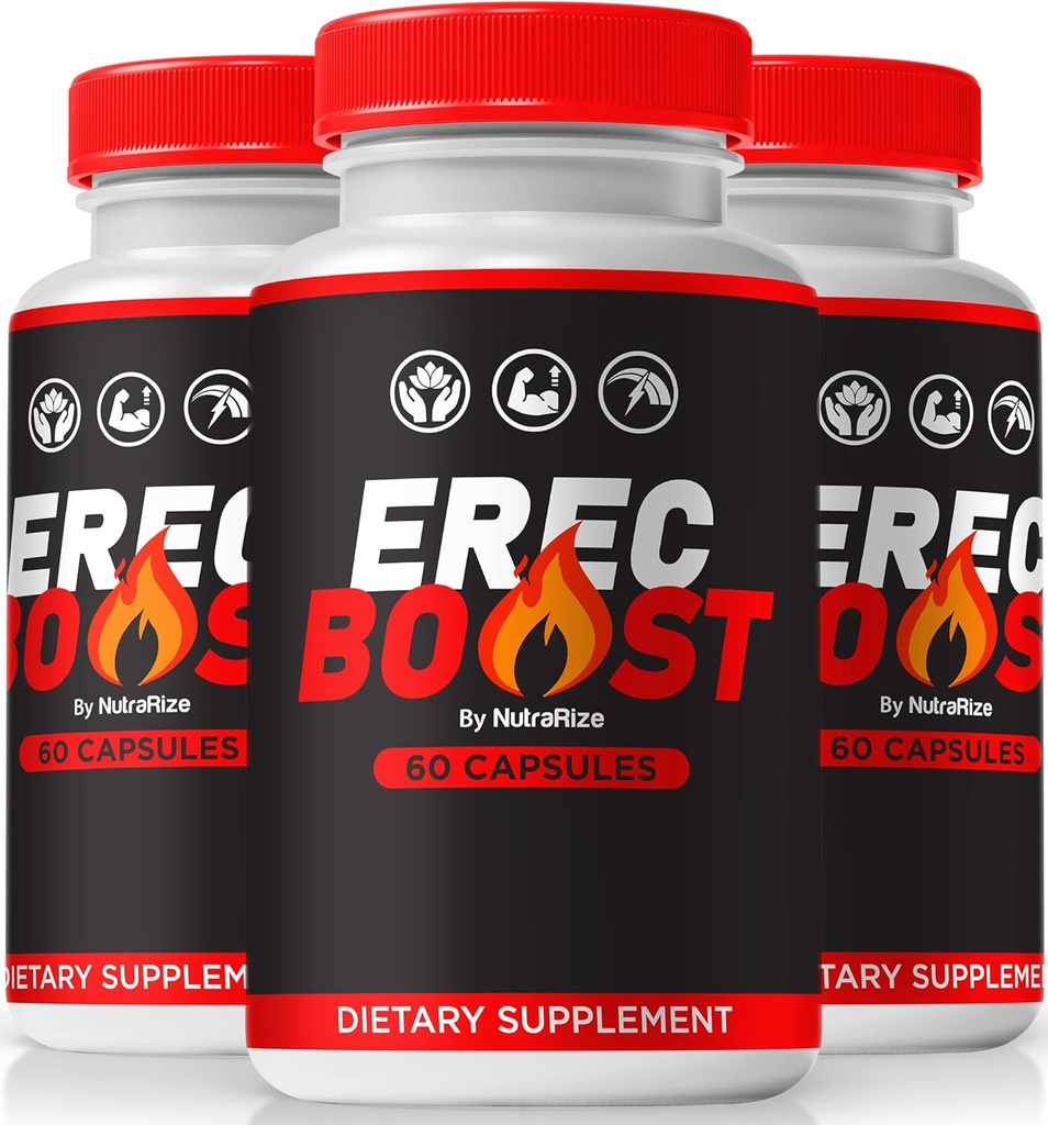 NutraRize (3 Pack) ErecBoost, ErecBoost Pills pour hommes, ErecBoost Capsules d'origine masculine pour l'énergie et la santé globale, ErecBoost Pastillas, ErecBoost En Capsulas (180 Capsules)