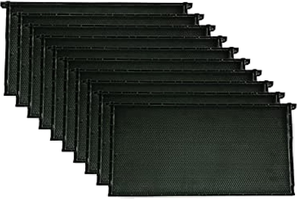 Mann Lake Premium Beekeeping Frames, All-in-One Frame & Foundation, Natural Beeswax Coating, Universal Fit, BPA & BPS Free, 9 1/8 Zoll, Schwarz, 10-Pack