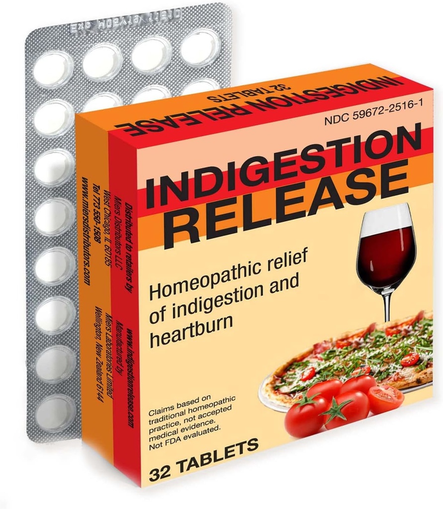 Miers Lab Capsules de soulagement de l'indigestion, comprimés homéopathiques pour le soulagement des brûlures d'estomac, sûrs et efficaces, à action rapide, 32 comprimés