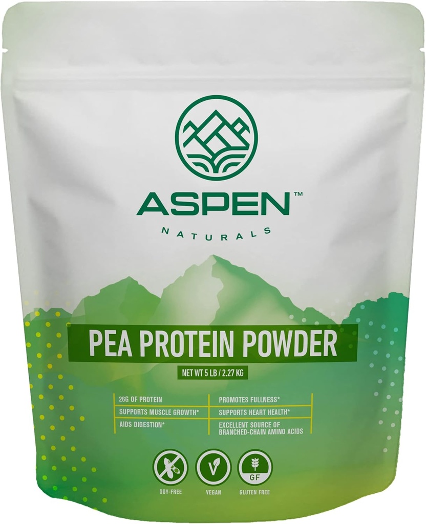 Aspen Naturals Pea Protein Powder 5 Lb – Muskelwachstum, Verdauung, Fullness & Heart Health Support | Unflavored, Plant Based, Soy- & Gluten-Free, Non-GMO, Vegan, Keto & Low Carb | 26g Protein