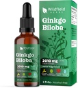 Ginkgo Biloba Extrakt Tropfen Flüssigkeit 2000mg (Ginkgo biloba L.) Kräuterergänzung absorbiert besser als Kapseln, 1 Monat Versorgung, 84 Servierungen, Alkoholfreie Tinktur - 2 Oz, Packung von 1