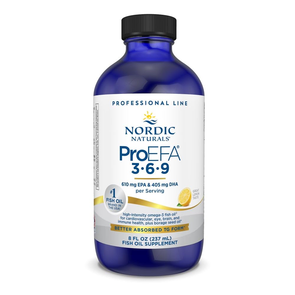 Nordic Naturals ProEFA 3-6-9, Lemon Flavor - 8 oz - 1270 mg Omega-3 - EPA & DHA avec ajout de GLA - peau saine, cognition, et humeur positive - non-OGM - 48 portions
