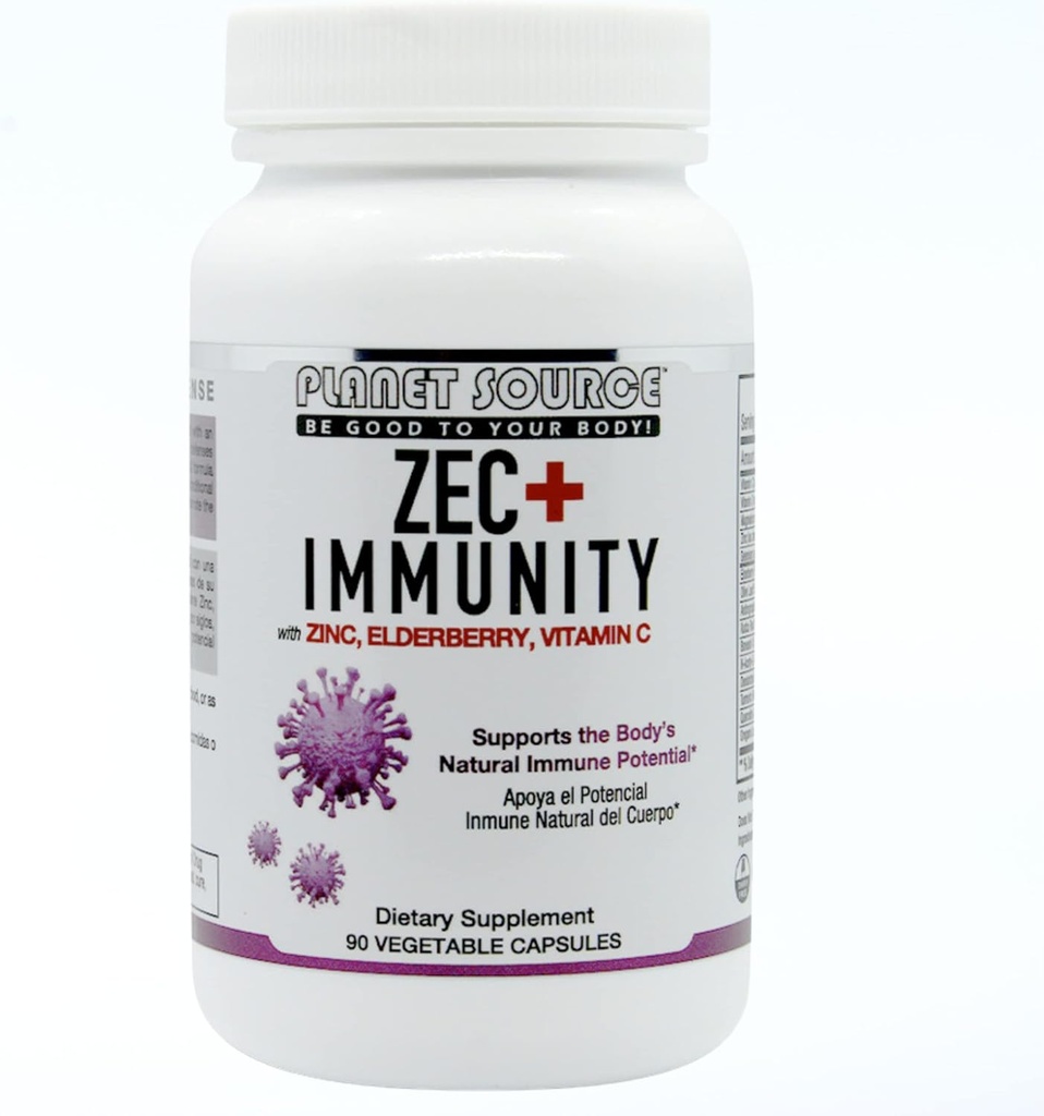 ZEC+ Immunität - Erwachsene Vitamine mit Zink, Elderberry und Vitamin C - Natürliche Elderberry Immununterstützung Ergänzung für gesundes Leben - 90 Count Veggie Kapseln