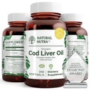 Natural Nutra Norwegian Cod Liver Oil Supplement, hilft, Haut zu halten, hilft Körperdichte, Augengesundheit und Nerve-Funktion, fördert Zahngesundheit, unterstützt Herz-Kreislauf-Gesundheit, 250 Softgels