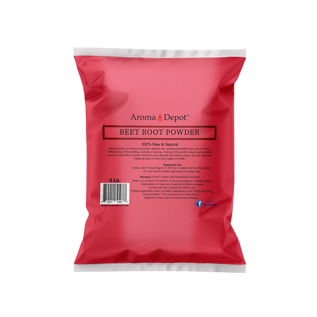 Poudre de racine de betterave 5 lb. par Aroma Depot Raw & Non-GMO I Vegan & Gluten Free I Booster à oxyde nitrique I Boost Stimina et augmente l'énergie I Système immunitaire Booster I 100% naturel