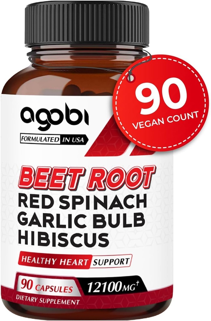 5in1 Beet Root Capsules - Hinzugefügt mit Red Spinat, Organic Garlic Bulb, Hibiscus & Black Pepper - Unterstützung für Energieproduktion, Immunsystem & Verdauungsmedizin - 90 Vegan Capsules