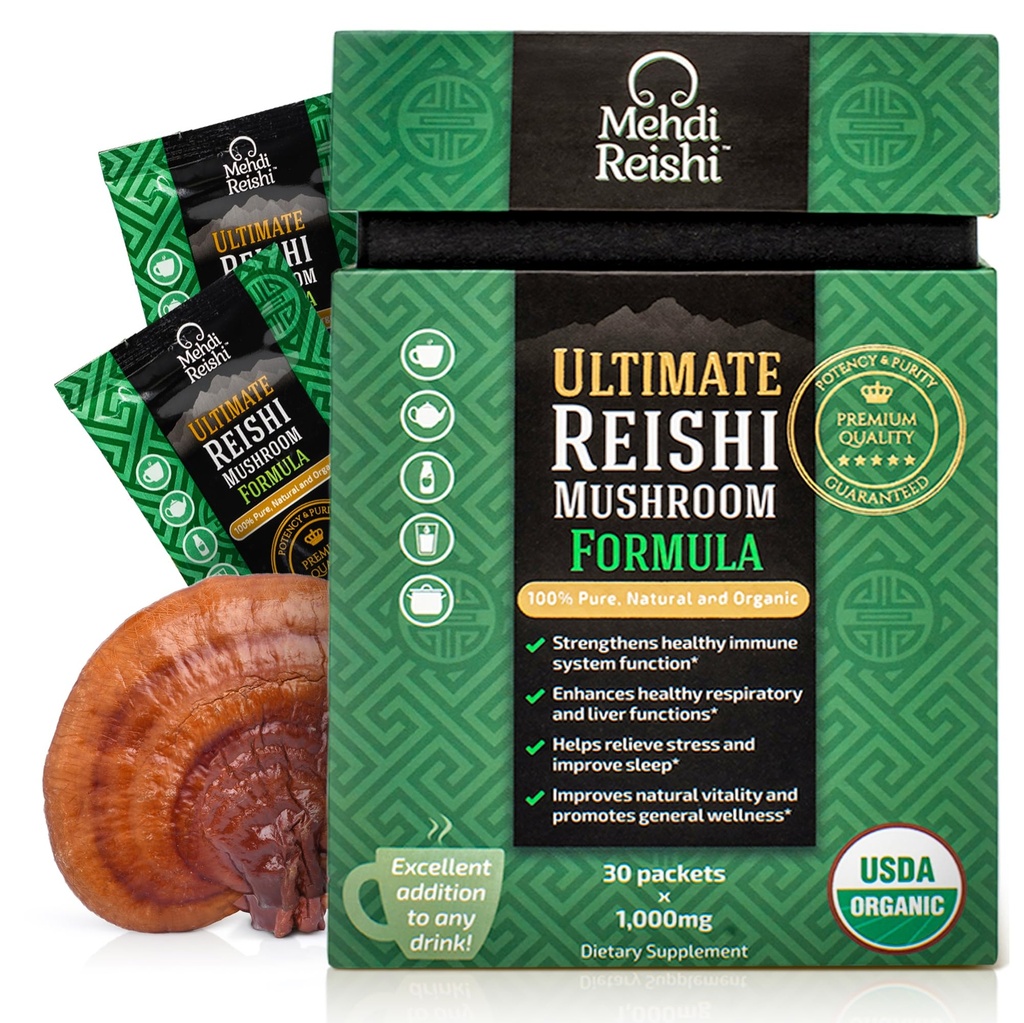 Ultimative Reishi Pilzformel – 30 Portionen – 100% reines, Premium- und Bio-Reishi-Extrakt und Spores-Pulver - Ganoderma Lucidum, Lingzhi - Hohe Potenz-Pulver (30 Gramm)