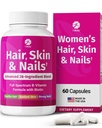 1 Körper Haar Haut und Nägel Vitamine mit Biotin – Haarwachstumsergänzung für Frauen & Männer mit 26 Vitaminen, Mineralien & Kräuterextrakte – Stärkeres Haar, Gesunde Haut & Nägel – 60 Vegan Kapseln
