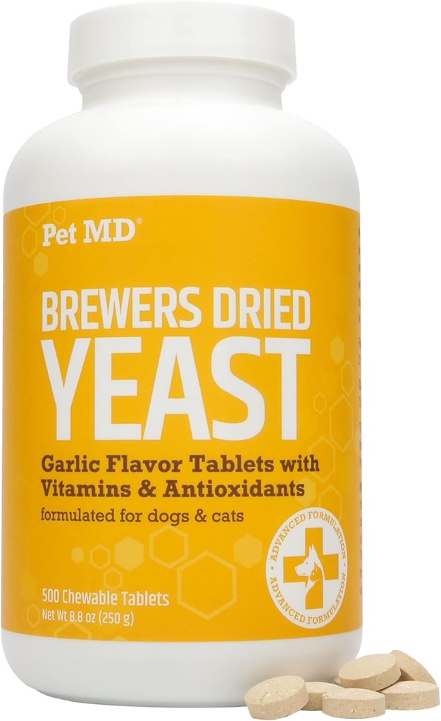 Levure d'ail et de bière pour chiens et chats - Antioxydants d'ail et de levure plus - Comprimés de levure de bière pour chiens et chats - Vitamine B 1 et Vitamine C - 500 ct