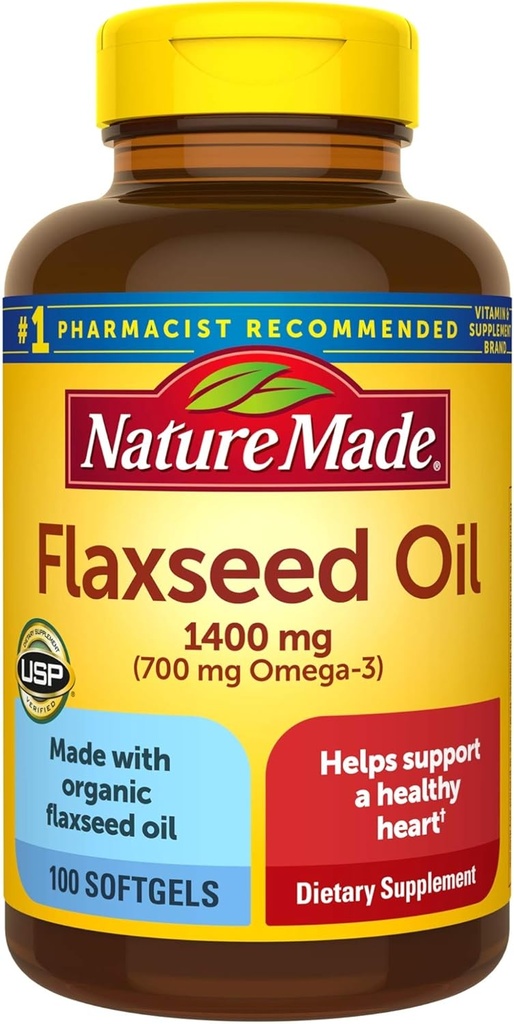 Flaxseed Oil 1400 mg Softgels, 100 Zähler für Herzgesundheit