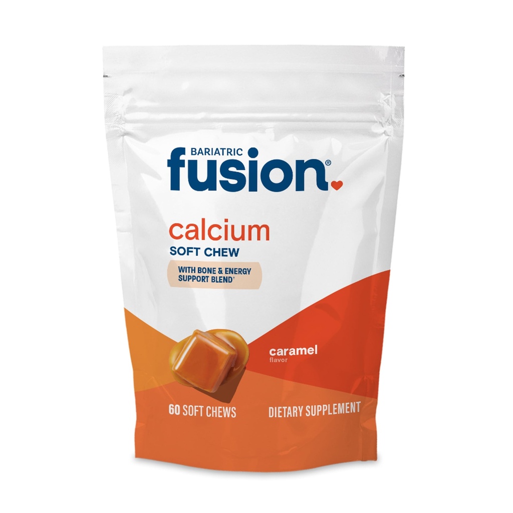 Bariatric Fusion Bariatric Kalzium Ergänzung Chews | Kalzium Citrat mit Vitamin D3 Bariatric Vitamin | Zucker Free Chewable |500mg |Caramel | 60 Count