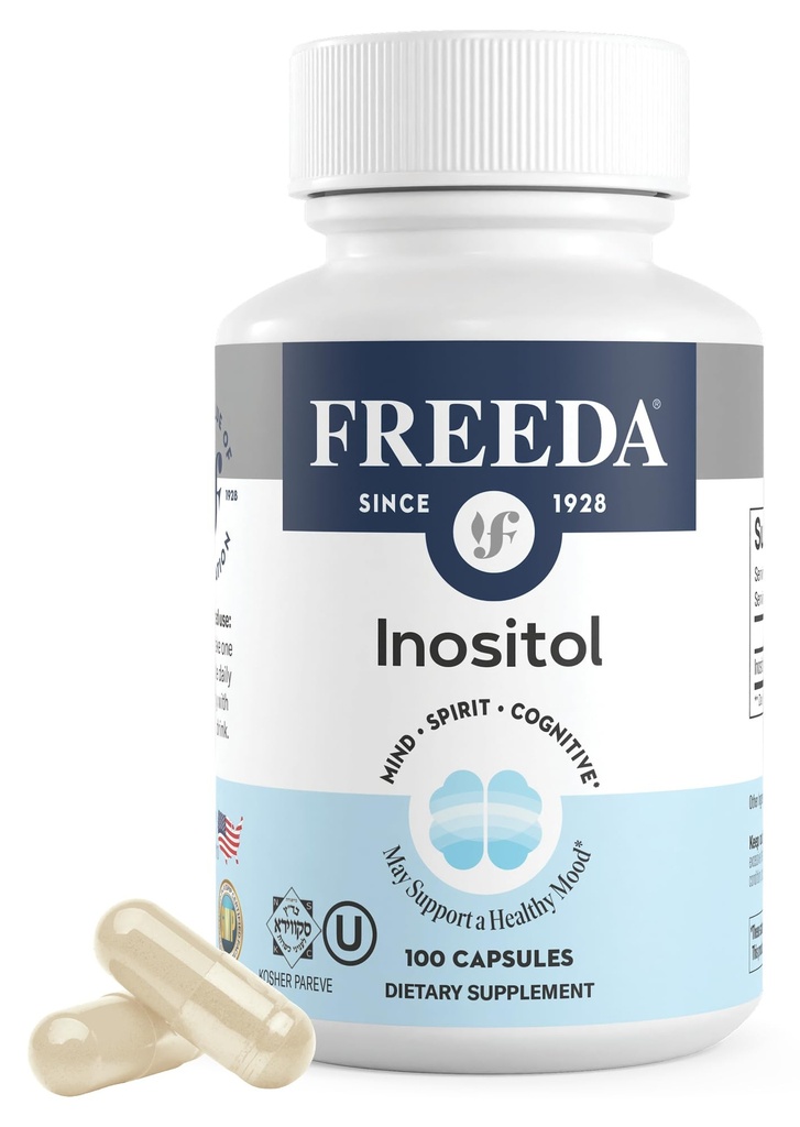 FREEDA Pure Inositol Kapseln - Myo-Inositol für Hormonal Balance, Ovarian Function & Mood Support - Kosher, Vegetarisch, Made in USA - 100 Count, 100-Day Supply - Unterstützt Membrane Gesundheit